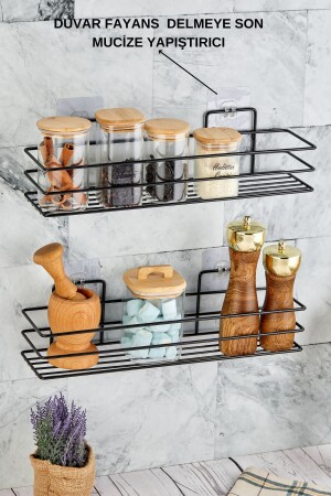 Baharatlık Ve Banyo Düzenleyici 7x40 Cm 2'li Siyah Raf - Baharatlık Rafı TYC00636501820 - vipgross