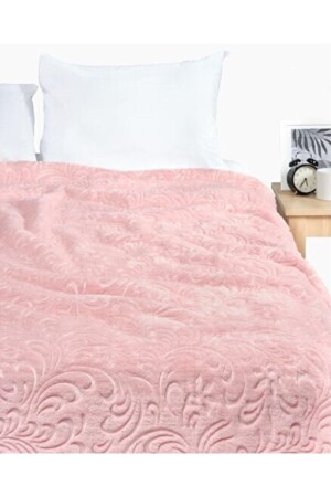 Baharoğlu King Size Embossed Blanket - Powder - Baharoğlu Battaniye