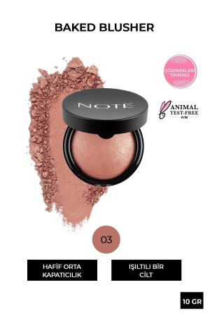 Baked Blush 03 Oriental Pink Shimmer Highlighter - Note Cosmetics