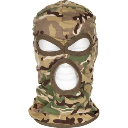Balaclava with 3 holes, thin operation, camouflage 100% cotton - MFH