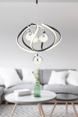 Balca 4-Piece Black Chrome 3 Color 50 Watt LED Modern Living Room, Hallway, Hall Led Chandelier 4044-04-BL-CH - Apliqa