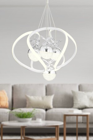 Balca 4-Piece White Chrome 3 Color 50 Watt LED Modern Living Room, Hallway, Hall Led Chandelier 4044-04-WH-CH - Apliqa