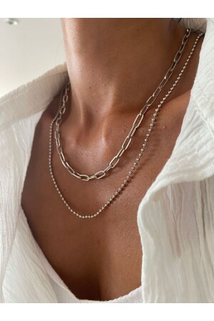 Ball Chain Double Silver Necklace - Magicstone