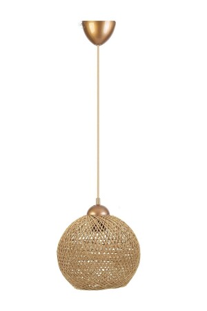Balle Wicker Pendant Lamp Ball Chandelier Gold Cable - Gökdağ Group