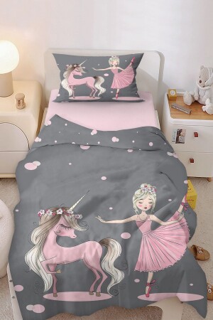 Ballerina-Bettbezug-Set für Mädchenzimmer D17-N - Bebişim Halı
