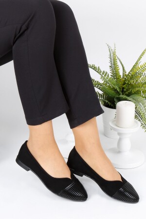 Ballerinas aus schwarzem Samt für Damen 117-1 - RENKLİBUTİK