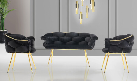 Balloon Black Tea Set Armchair - Cadde Yıldız