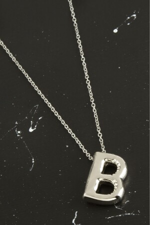Balloon Letter Necklace Letter Balloon 3D Silver Color Necklace - Herşeyvarburda