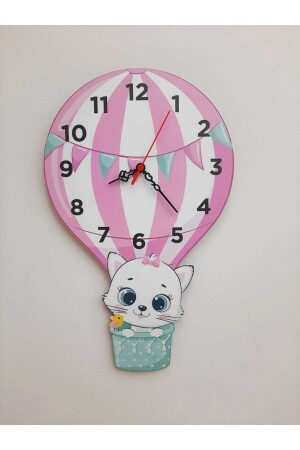 Balon ve Kedi Çocuk Odası Duvar Saati - Tuğbart