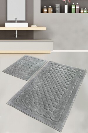 BAMBI COTTON GRAY SET OF 2 Washable Toilet Seat Set Bathroom Rug Mat 8682125931203 - Chilai Home