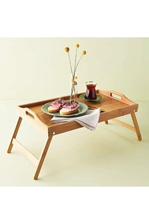 Bamboo Bed Enjoyment Serving Tray with Folding Legs, Wooden Bed Tray HDKJNBHK1017310 - Genel Markalar