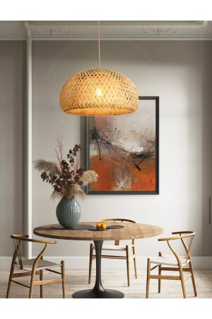 Bamboo Chandelier Wicker Chandelier 1. Grade Quality 320mm Diameter Natural Freshness Qatar fico4902 - Fico Home