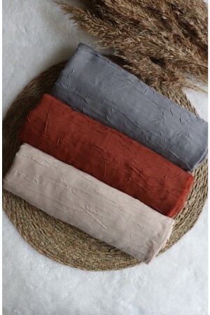 Bamboo Kraş Shawl Set of 3 Beige-brick-grey - Avzen