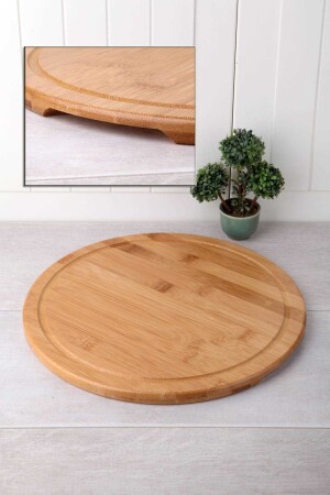 Bamboo Lux 30 Cm Round Cake Pizza Bamboo Service Presentation Plate for Breakfast BPT-30 - Çavdar Group