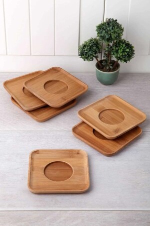 Bamboo Lux 6 Pieces Square Tea Plate - Genel Markalar