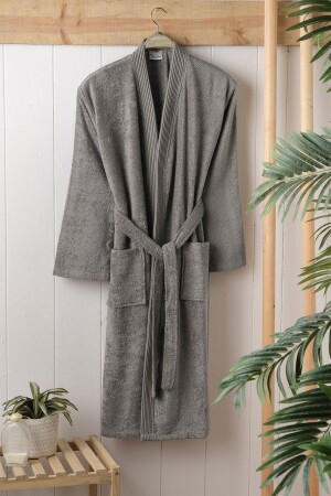 Bamboo Men's Bathrobe Line Gray - Pierre Cardin