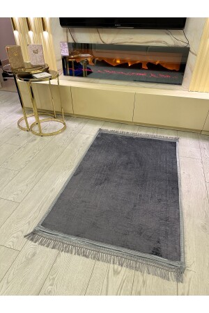Bamboo Surface Woven Base Prayer Rug Thick Knee Pain-Free Soft Machine Washable Gray Prayer Rug - Center Avm