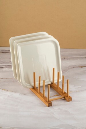 Bamboo Wooden Plate Rack Plate Stand 27-5cm X 12 Cm - Asya Bazaar