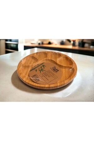 Bambu 5 Bölmeli Yuvarlak Çerezlik Kahvaltılık Sunum Tabağı 20 * 20 * 1.5 cm Bls56 - BALSA