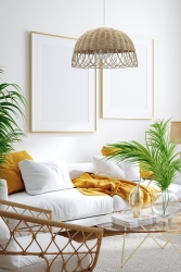Bambu, Hasır Rattan Sarkıt Avize 35 Cm TURATTT985625 - Turkish Rattan