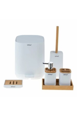 Bambu Kapaklı Akrilik 6 Parça Banyo Seti Beyaz Dc1.tr-3730 DC1.TR-3730 - AROW