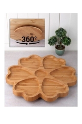 Bambu Lüx Sunum 25 Cm 7 Bölmeli Kalpli Sunum Servis Kahvaltı Tabağı KDS-2525 - Çavdar Group