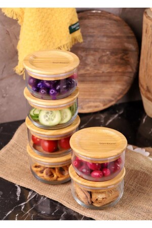 Bambum Duo 300ml Set of 6 Glass Breakfast Bowls with Bamboo Lids Atbyhome0121 - Atbyhome