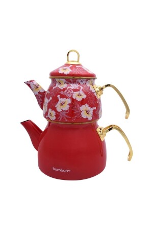 Bambum Summer - Teapot Set Red Patterned 8860 - Taşev