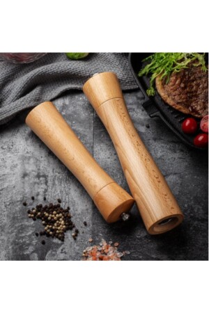 Bambus-Holz-Antibakterielle schwarze Pfeffermühle, Salzmühle, hohe Qualität, dop11794806igo - Miazze