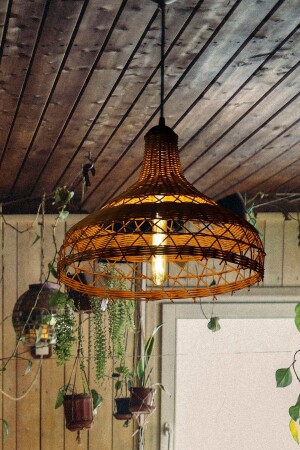 Bambus-Kronleuchter, Rattan-Hängelampe: Infinity 40 cm – Kiefernrindenfarbe Rattan – 0059 - rattam