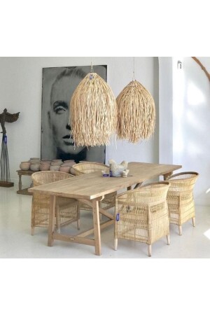 Banana Fiber Raffia Decorative Chandelier 220001RFY0007 - EACHTOME