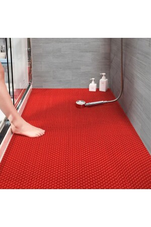 Banyo Duş Z-mat Paspas- Kaymaz Islak Zemin Paspası -KIRMIZI - Eni: 90 cm x 1 mt - Blue Home