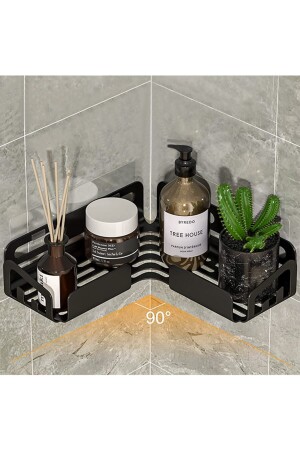 Banyo Köşe Duş Rafı 4 Kancalı Metal Duş Rafı - Duvara Monte Banyo Duş Düzenleyici HZM00043 - Hzm Collection