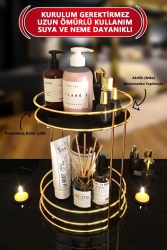 Banyo Kozmetik Takı Düzenleyici Çok Amaçlı Organizer 2 Katlı Servis Sunum Tepsisi Ikramlık Gold PRA-7668108-0755 - Sas Haus