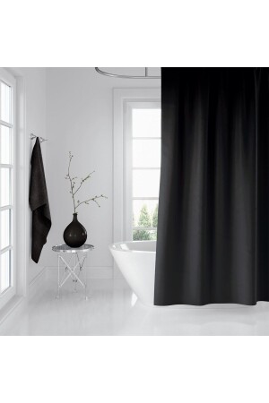 Banyo Perdesi 2x120x200 Çift Kanat Siyah Duş Perdesi Halka Hediyeli 0010 BAPJAC0010SIY - Zethome