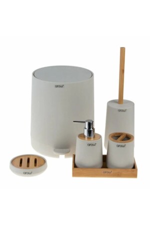 Bathroom Set 6 Pieces Acrylic & Bamboo - Arow
