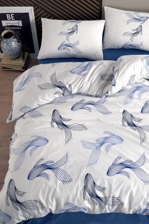Barbella Blue 100% Cotton Ranforce Double Duvet Cover Set 200x220 CTNTBAMA20 - Cote Blanc