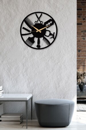 Barber - Hairdresser - Beauty Center Metal Black Wall Clock - Gift Clock - 50 x 50 Cm - Gowpenart