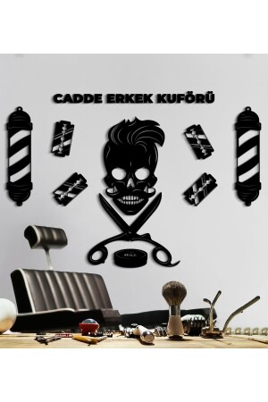 Barber Shop Skull Personalized Men's Hairdresser Decoration Set + CAT WITH GIFT TABLE 1 - Mod