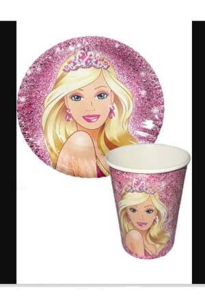 Barbie Patterned Plate and Cup Set 8 Luxury. - Partantalya