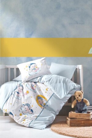 Bärenblaues Baby-Bettbezug-Set 8680108049747 - Cotton Box