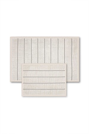 Barı Badematte aus natürlicher Baumwolle, 2er-Set, 60 x 100 x 50 x 60 cm – Ecru/schwarz gestreift 101. 200. 01. 202. 13. 01 - Bluenity