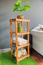 Barutçu Badezimmer-Organizer aus Holz, solider Badezimmer- und Küchenregal, Handtuchhalter, USA - worldofwood