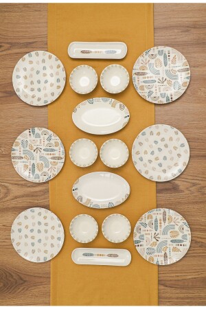 Başak Porcelain 16 Piece Breakfast Set for 6 People - Heda Porselen