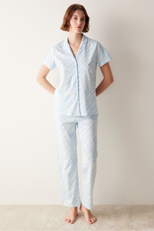 Base Blue Zebra Gömlek Pijama Takımı - Penti