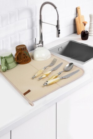 Basic Dish Drying Mat Drying Cloth Drying Mat Counter Top Beige - Hamur