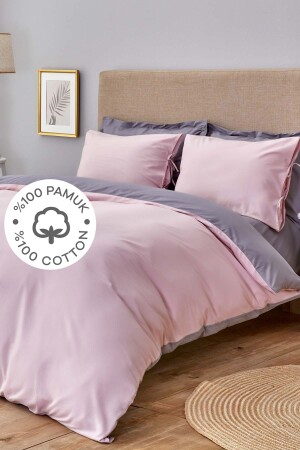 Basic Dusty Rose Dark Gray Double Sided Double Duvet Cover Set 200. 18. 01. 0687 - Karaca Home