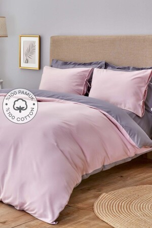 Basic Dusty Rose Dark Gray Double Sided Single Duvet Cover Set 200. 18. 01. 0730 - Karaca Home