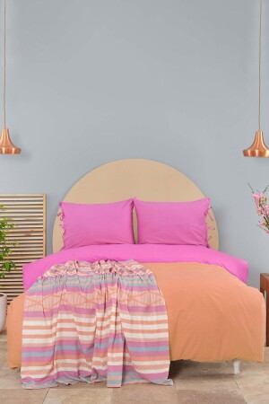 Basic Fuchsia-orange Reversible Double Duvet Cover Set 200. 20. 01. 0645 - Karaca Home