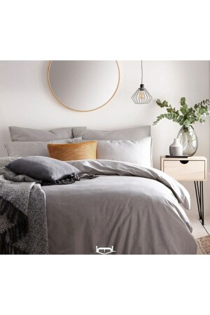 Basic Gray Double Duvet Cover Set Button Detail 200x220 100% Cotton Newshinegrey01453020 200. 18. 01. 0687153145 - Sheri Home